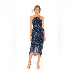 ELLIATT Times Dress in Blue Multi Blue Strapless Cocktail Dress